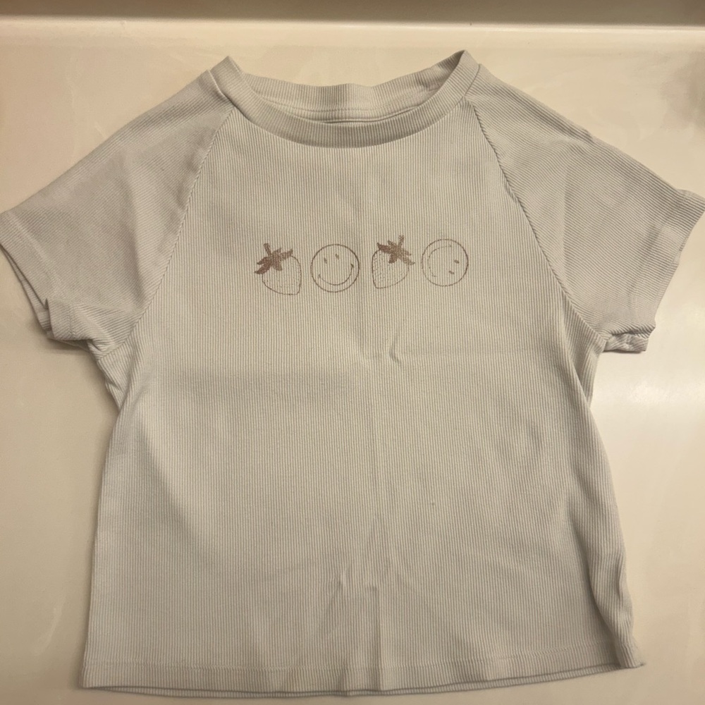 Aerie Strawberry and Smiley Face Baby Tee